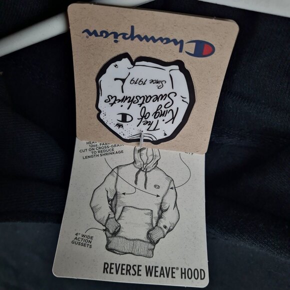 Champion Women Reverse Weave Fleece Pullover Black Hoodie - Picture 6 of 12